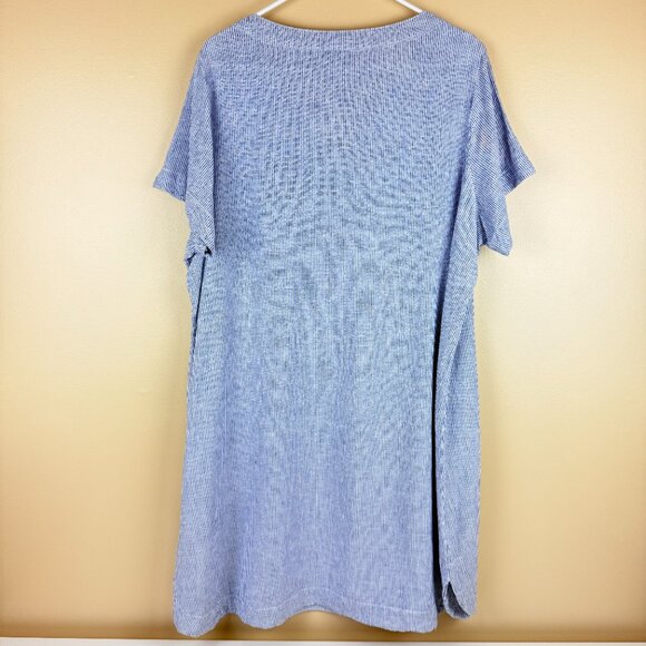 Tahari Linen Blend Relaxed V-Neck Striped Tunic Dress – Women’s 1X - Picture 4 of 10